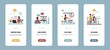 Recruitment onboarding app. Hiring employee and human resources concept. Vector illustrations mobile screen app for online job interview and vacancies