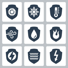 Resistance, Protection From External Influence And Guarding Related Vector Icon Set In Glyph Style 2