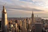 Fototapeta  - Golden Hour Light Reflecting Off Midtown Manhattan Skyscrapers