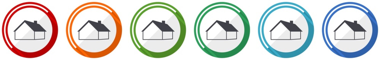 Fototapete - House and real estate concept icon set, flat design vector illustration in 6 colors options for webdesign and mobile applications