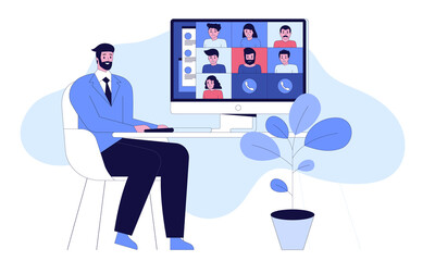 Wall Mural - video conference remote work technology concept