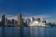 Canada Place And Vancouver Waterfront With Harbour Centre And Seabus Terminal