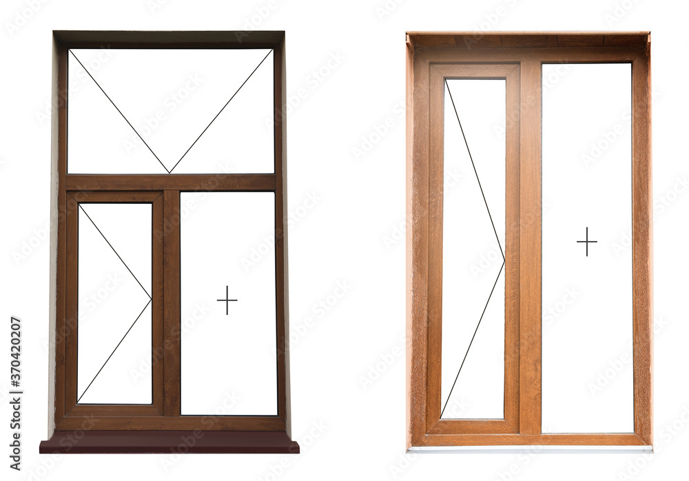 First Line Window Modern windows with opening type lines on white background Stock Photo ...