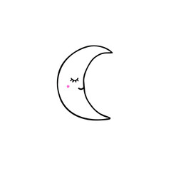 Sticker - Vector hand drawn doodle sketch moon with face isolated on white background