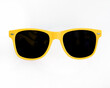 Yellow sunglasses on white background