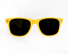 Yellow Sunglasses On White Background