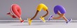 © NeoLeo - 3d render. Cartoon character running legs. Jogging athletes wearing colorful sportive clothes and shoes. Sport illustration of marathon contestants