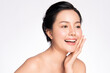 © kitthanes - Beautiful Young asian Woman with Clean Fresh Skin, on white background, Face care, Facial treatment, Cosmetology, beauty and spa, Asian women portrait