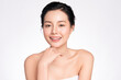 © kitthanes - Beautiful Young asian Woman with Clean Fresh Skin, on white background, Face care, Facial treatment, Cosmetology, beauty and spa, Asian women portrait