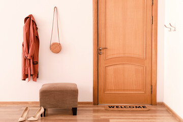 Poster - Interior of modern stylish hallway with door mat