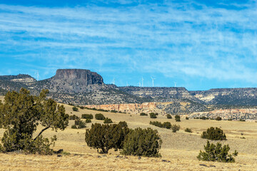 Wall Mural - wind farm near a volcanic plug in the mountain west
