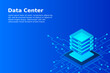 © Aozora - Mainframe, powered server, high technology concept, data center, cloud data storage isometric vector illustration ultraviolet background