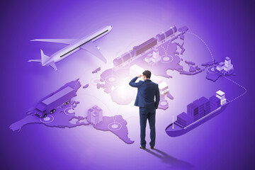 Wall Mural - Global logistics concept with businessman