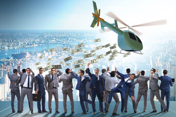 Wall Mural - Businessman in helicopter money concept