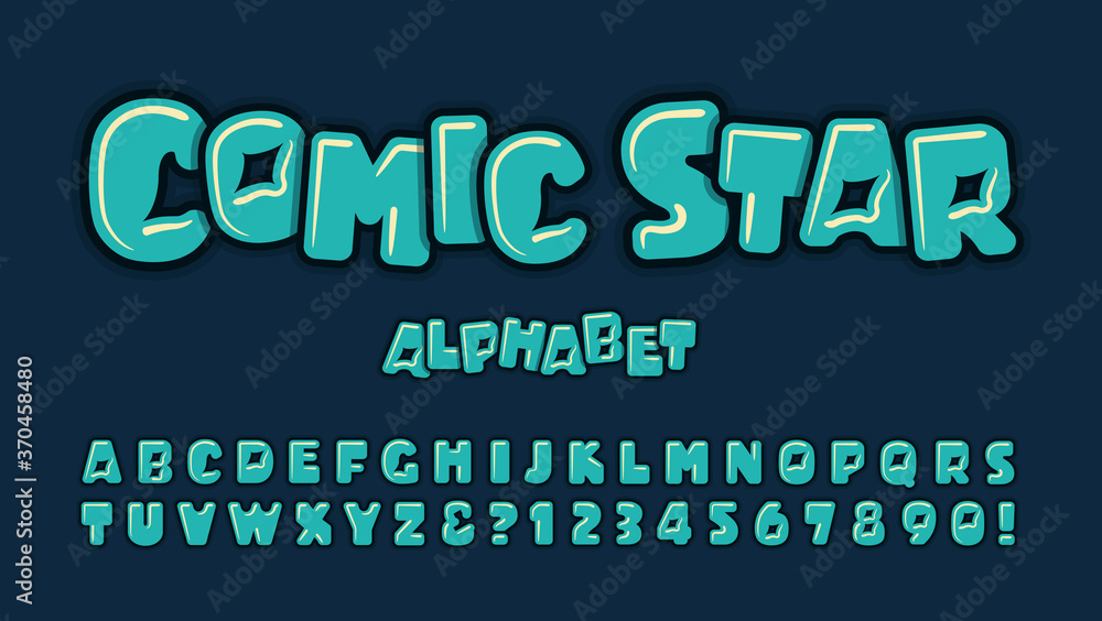 Comic Star is a Cartoon Alphabet with Unusual Cutouts and Line ...