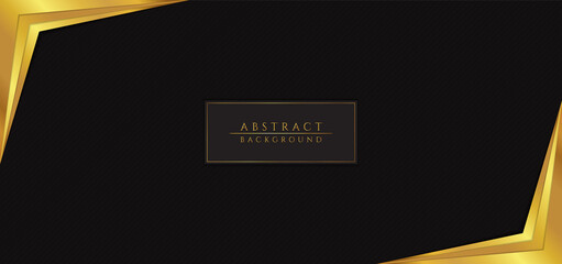Wall Mural - abstract overlap pattern background black color and gold frame corner design