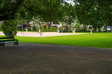 Canvas Print - people walking in park