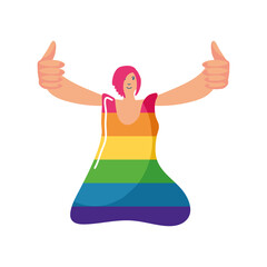 Sticker - person celebrating gay pride day on white background