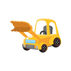 Poster - backhoe, kids toy on white background