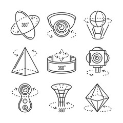 Sticker - set of icons camera 360 degrees on white background