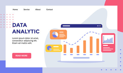 Wall Mural - data analytic chart on display monitor campaign for web website home homepage landing page template 