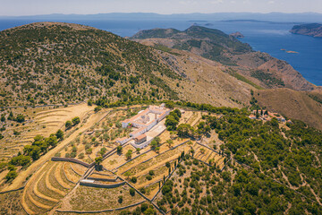 Wall Mural - Prophet Elias Monastery at Hydra Island
