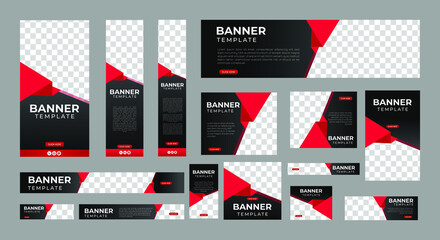 Wall Mural - set of creative web banners of standard size with a place for photos. vertical, horizontal and squar