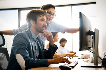 Programmer working in a software developing company