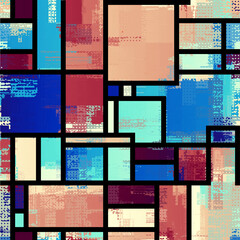 Leinwandbilder - Mondrian style design. Seamless vector pattern.