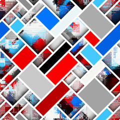 Leinwandbilder - Mondrian style design. Seamless vector pattern.
