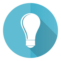 Aufkleber - Bulb vector icon, flat design blue round web button isolated on white background