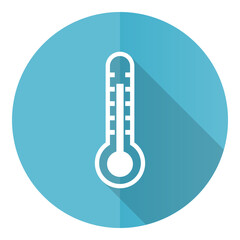 Aufkleber - Thermometer vector icon, flat design blue round web button isolated on white background