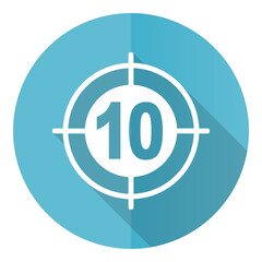 Leinwandbilder - Target vector icon, flat design blue round web button isolated on white background
