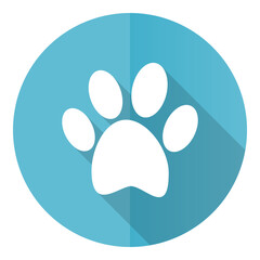 Poster - Foot vector icon, flat design blue round web button isolated on white background