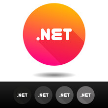 Domain NET Sign Buttons. 5 Icons Top-level Internet Domain Symbols.