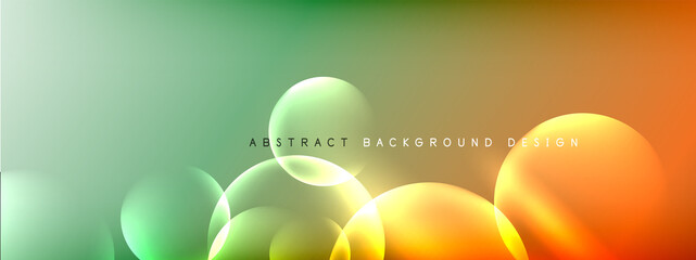 Vector abstract background liquid bubble circles on fluid gradient with shadows and light effects. Shiny design templates for text