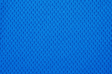 Blue sports clothing fabric football shirt jersey texture close up