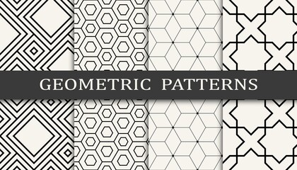 Set of geometric seamless patterns. Abstract geometric graphic design simple pattern. Seamless geometric lines pattern.