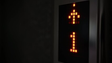 Footage 4k B-roll Digital display up Elevator Goes Up on floor
