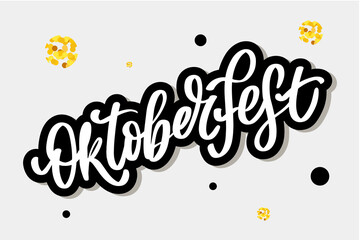 Wall Mural - Oktoberfest celebration background. Happy Oktoberfest in German Lettering typography. Beer festival decoration badge icon.