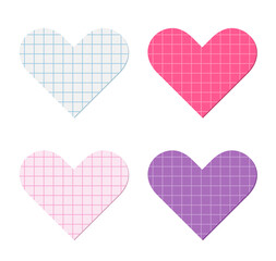 Wall Mural - Heart shapes cut out of squared graph paper