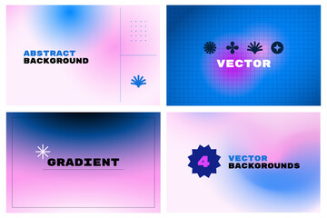 Vector abstract design template and illustration in trendy bright gradient colours with copy space for text - banner, cover and background in purple blue colours, for covers and presentations