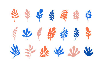 Aufkleber - Vector set of design elements with shapes and leaves for floral decoration, greeting cards, banners and prints