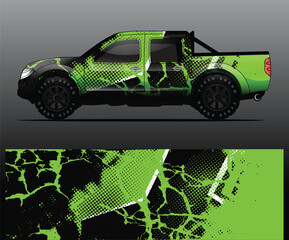 Canvas Print - truck and vehicle Graphic vector. Racing background for vinyl wrap and decal