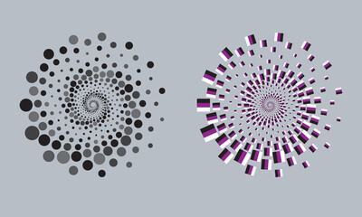 abstract optical illusion spiral with halftone effect