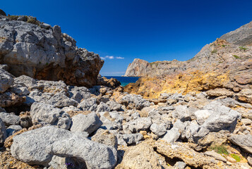 Wall Mural - Rocky landscape with amazing bay on Crete, Greece