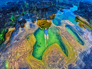 Pond in limestones on the summit of Roraima Table Mountain, La Gran Sabana, Canaima National Park, Venezuela