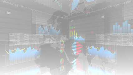 Business Data Graph finance Chart Bar 3D illustration background.