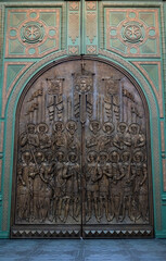 Wall Mural - metal gates with bas-reliefs of Orthodox saints