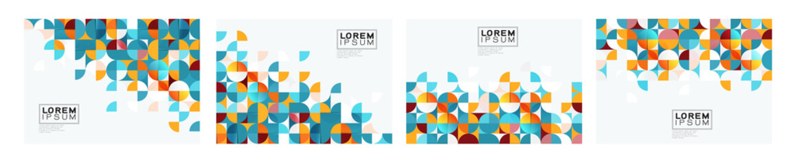Wall Mural - set of colorful geometric pattern concept on white background with space. modern background for busi